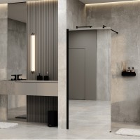 Душевая перегородка Wasserkraft Rur 30W 90 см, профиль матовый черный, стекло зеркальное