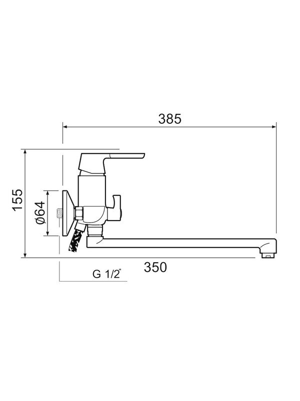 Смеситель с длинным изливом для ванны РМС SL123 SL123-006E хром