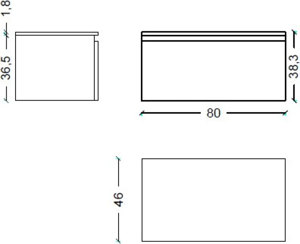 Тумба Armadi Art Flat Valessi Uno-S 80 антрацит матовый