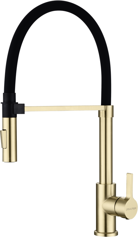 Смеситель для кухни Paulmark Halt Ha214021-LG с гибким изливом, светлое золото