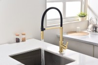 Смеситель для кухни Paulmark Halt Ha214021-LG с гибким изливом, светлое золото