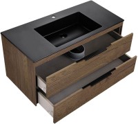 Мебель для ванной комнаты Vincea Chiara 2D 100, 2 ящика, дуб табак, с черной раковиной
