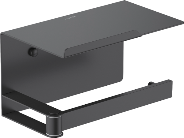 Держатель туалетной бумаги AQUATEK Либра AQ4929MB с полкой для телефона, матовый черный