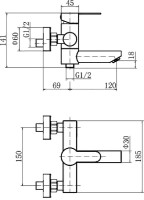 Смеситель для ванны с душем Fashun A53001 сатин
