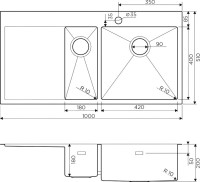 Комплект Мойка Omoikiri Akisame 100-2 R, светлое золото + Измельчитель Nagare slim 500