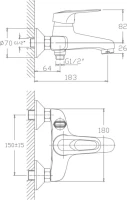 Смеситель для ванны с душем Haiba HB3204 Смеситель для ванны с душем Haiba HB3204
