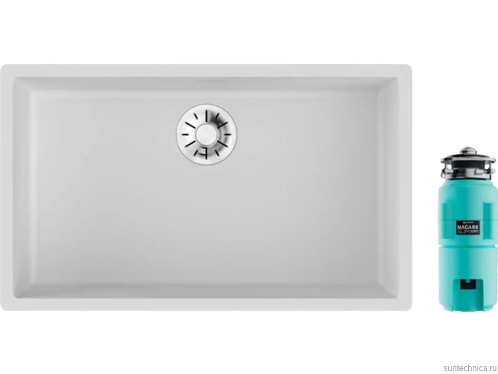 Комплект Мойка Omoikiri Yamakawa 75-Integra-WH белая + Измельчитель Nagare slim 1250-AZ azur blue