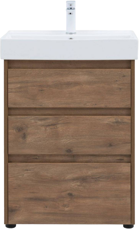Тумба с раковиной Aquanet Nova Lite 60 напольная, дуб рустикальный, 3 ящика