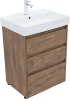 Тумба с раковиной Aquanet Nova Lite 60 напольная, дуб рустикальный, 3 ящика