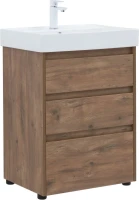 Тумба с раковиной Aquanet Nova Lite 60 напольная, дуб рустикальный, 3 ящика