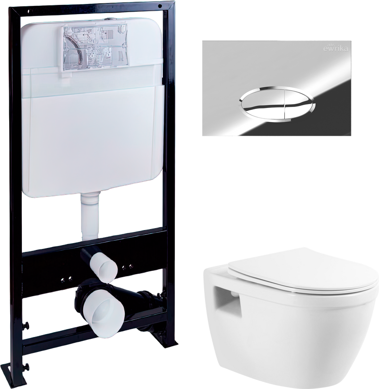 Комплект Унитаз подвесной BelBagno Loto BB070CHR/SC безободковый + Инсталляция EWRIKA ProLT 0026-2020 + Кнопка 0051 хром