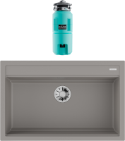 Комплект Мойка Omoikiri Kitagawa 79-LB-GR leningrad grey + Измельчитель Nagare slim 1250-AZ azur blue