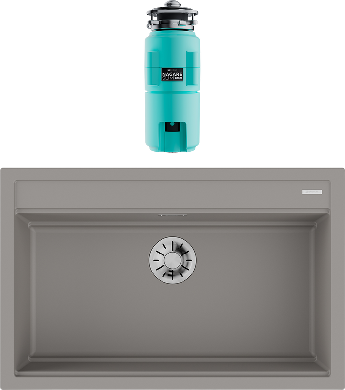 Комплект Мойка Omoikiri Kitagawa 79-LB-GR leningrad grey + Измельчитель Nagare slim 1250-AZ azur blue