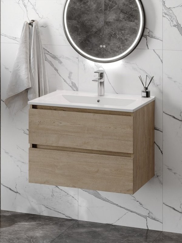 Тумба с раковиной Teymi Laina 70 светлый дуб