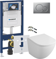 Комплект Унитаз подвесной Owl 1975 Vind TOWLT190302 безободковый + Крепления Geberit Duofix 111.815.00.1 к стене + Звукоизоляция + Инсталляция UP 320 111.300.00.5 + Кнопка Sigma 01 115.770.JQ.5 лакированная, матовый хром