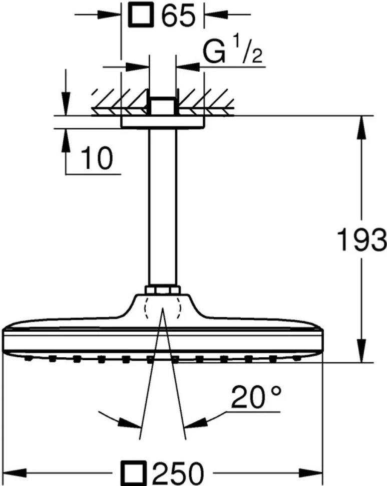 Верхний душ Grohe Tempesta 250 Cube 26688000