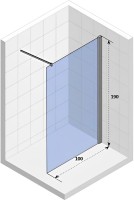 Душевая перегородка Parly Т100В 100x190, профиль черный, стекло прозрачное