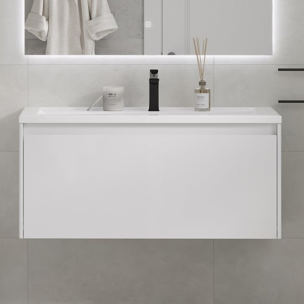 Тумба с раковиной Velvex Klaufs 100.1Y.New белая, подвесная