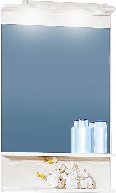 Зеркало Бриклаер Чили 55 светлая лиственница, с подсветкой и полкой