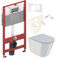 Комплект Унитаз подвесной IDDIS Calipso + Инсталляция TECE Base 9400413 4 в 1 с кнопкой смыва