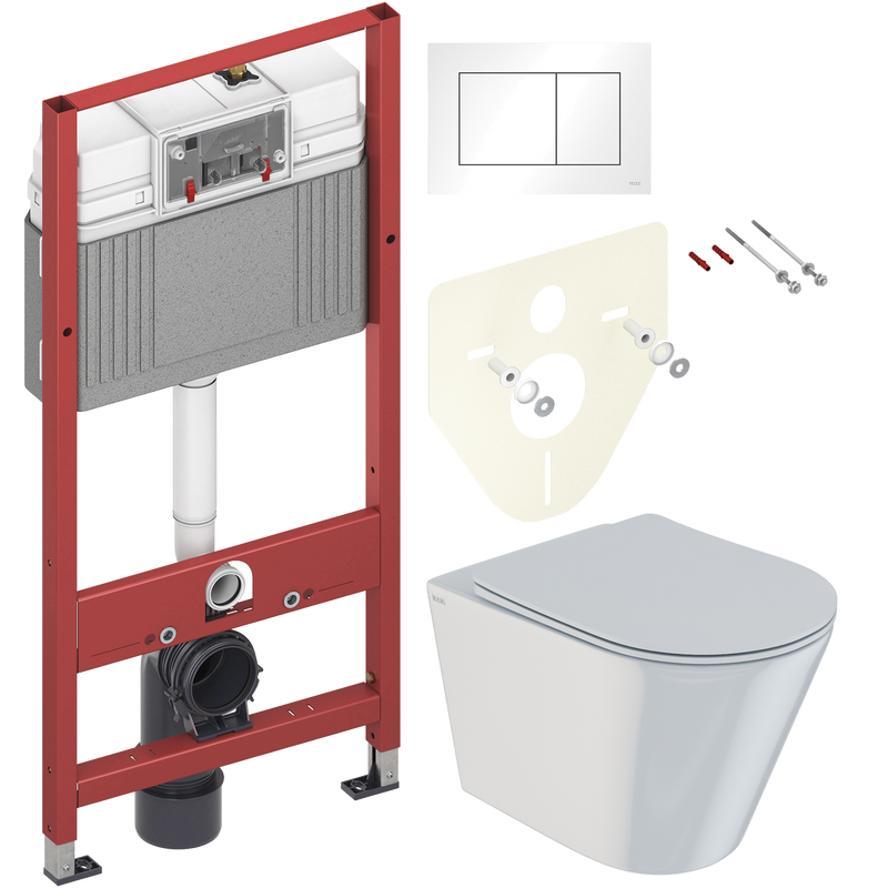 Комплект Унитаз подвесной IDDIS Calipso + Инсталляция TECE Base 9400413 4 в 1 с кнопкой смыва
