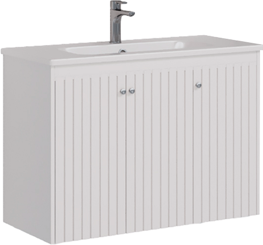 Тумба с раковиной Lemark Romance 100 белая глянцевая