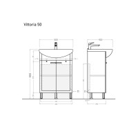 Тумба с раковиной Alavann Vittoria 50 напольная, белая