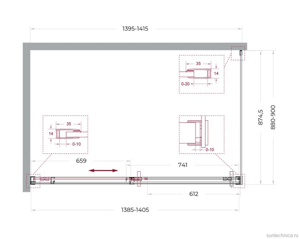 Душевой уголок BelBagno Soft Close-1 AH-1-140/90-C-Cr профиль хром