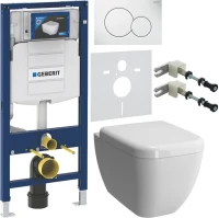 Комплект Унитаз подвесной VitrA Shift 7742B003-0075 белый глянцевый + Крышка 91-003-009 с микролифтом, петли хром + Инсталляция Geberit Duofix UP 320 111.300.00.5 + Кнопка Sigma 01 115.770.11.5 белая + Крепления 111.815.00.1 к стене + Звукоизоляция