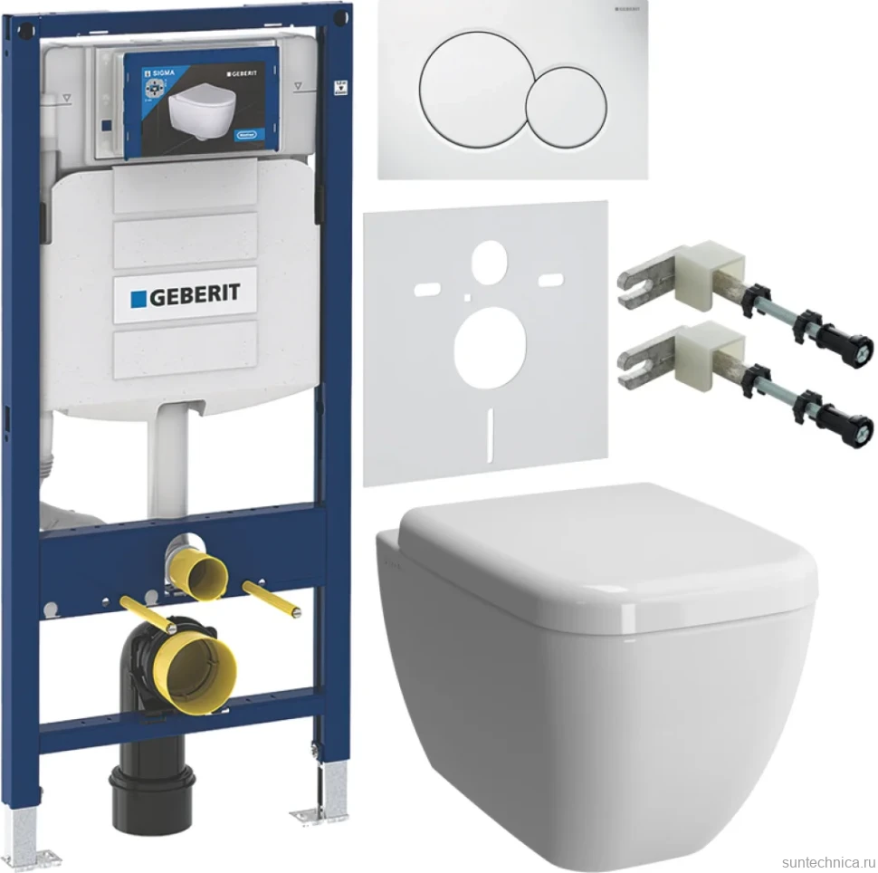 Комплект Унитаз подвесной VitrA Shift 7742B003-0075 белый глянцевый + Крышка 91-003-009 с микролифтом, петли хром + Инсталляция Geberit Duofix UP 320 111.300.00.5 + Кнопка Sigma 01 115.770.11.5 белая + Крепления 111.815.00.1 к стене + Звукоизоляция