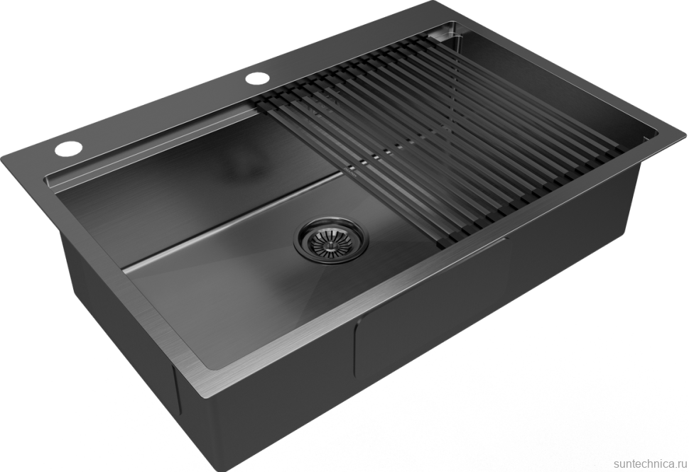 Комплект Мойка Paulmark Kroner-Pro + Pro PM707551-GM+R405-GM вороненая сталь + Измельчитель Bone Crusher BC 910-AS