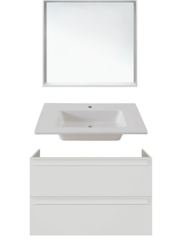 Мебель для ванной комнаты Allen Brau Eclipse 2.0 80 матовый белый, раковина Fantasy Flat 82x47, без перелива, белая