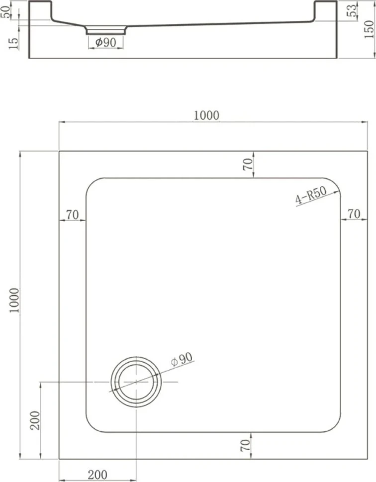 Поддон для душа Veconi Tezeo acrylic TZ-52 100x100, белый