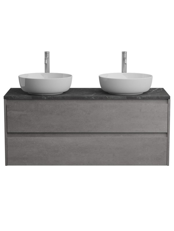 Тумба с раковиной BelBagno Kraft 120 со столешницей, для двоих, 2 ящика, cemento grigio