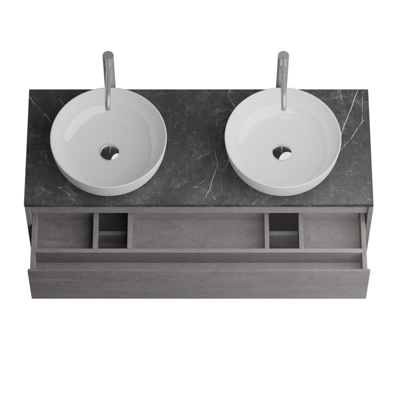 Тумба с раковиной BelBagno Kraft 120 со столешницей, для двоих, 2 ящика, cemento grigio
