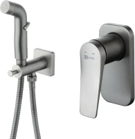 Гигиенический душ Lemark Bronx LM3719GM со смесителем, С ВНУТРЕННЕЙ ЧАСТЬЮ, графит