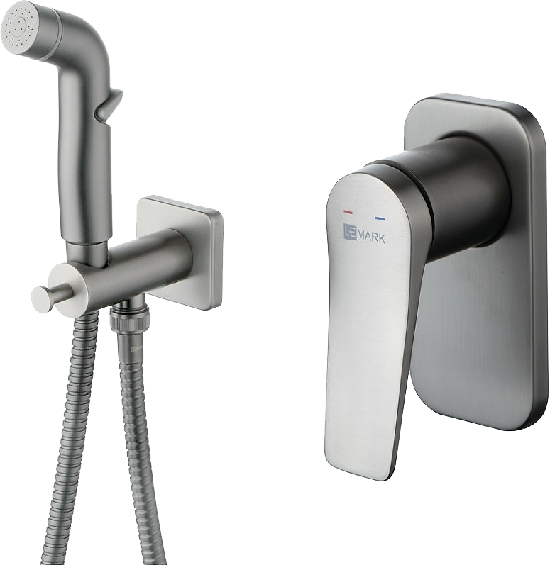 Гигиенический душ Lemark Bronx LM3719GM со смесителем, С ВНУТРЕННЕЙ ЧАСТЬЮ, графит