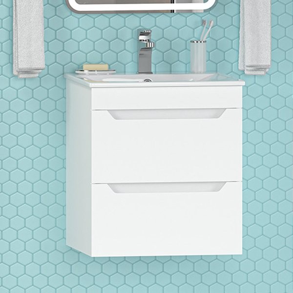 Тумба с раковиной Misty Бриз 50 подвесная, белая матовая