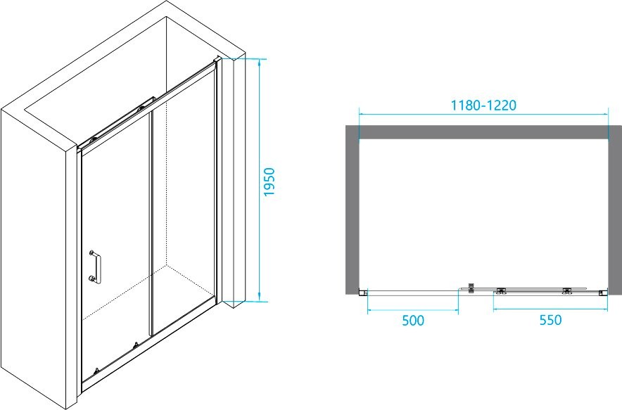 Душевой уголок RGW Passage PA-14+110 см (118-122)x110x195 профиль хром, стекло прозрачное
