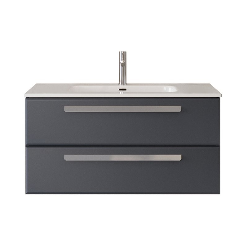 Тумба с раковиной Cezares Eco Cer-N 100 grafito, раковина Duet 100, ручки серые