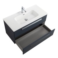 Тумба с раковиной Cezares Eco Cer-N 100 grafito, раковина Duet 100, ручки серые