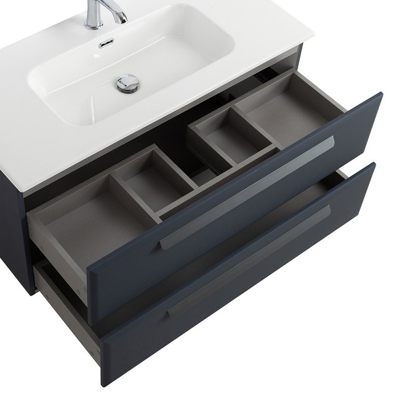 Тумба с раковиной Cezares Eco Cer-N 100 grafito, раковина Duet 100, ручки серые