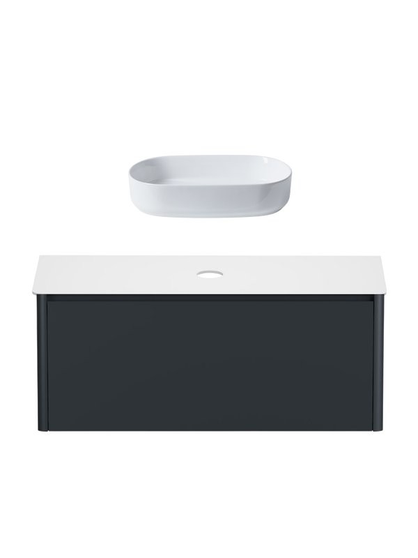 Тумба под раковину со столешницей Allen Brau Gravity 120 1 ящик, матовый антрацит, столешница белая