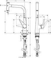 Комплект Смеситель Hansgrohe Talis Select M51 72826800 сталь + Фартук черный