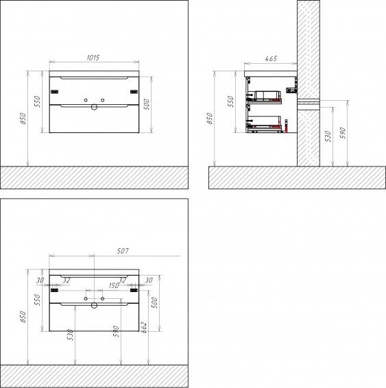Тумба под раковину BelBagno Etna 100 rovere grigio