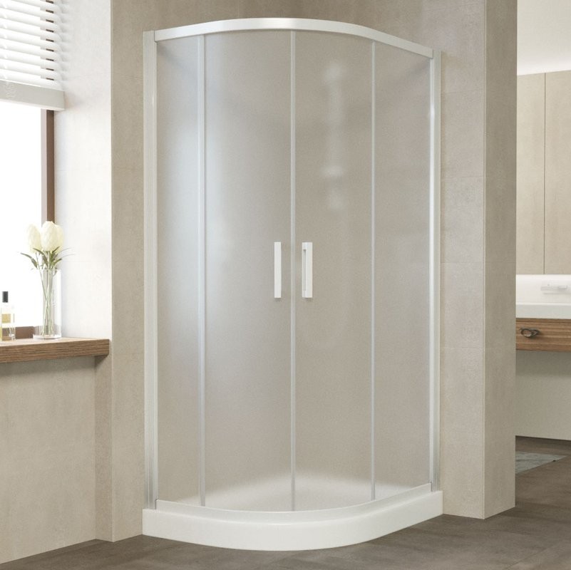 Душевой уголок Vegas Glass ZS-F 90*80 01 10 профиль белый, стекло сатин