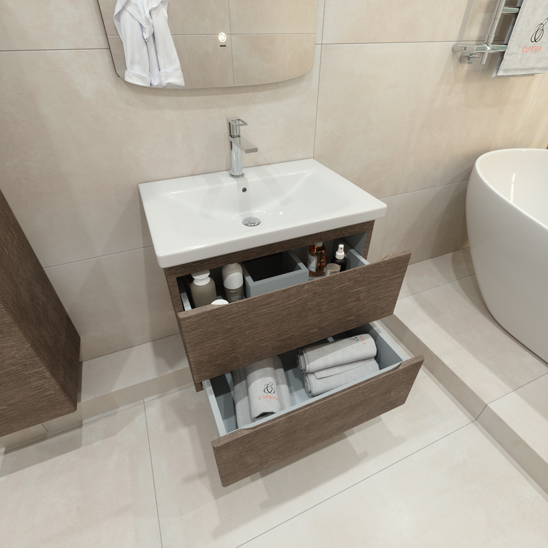 Тумба с раковиной Caprigo Forte 65 подвесная, шоколадный орех