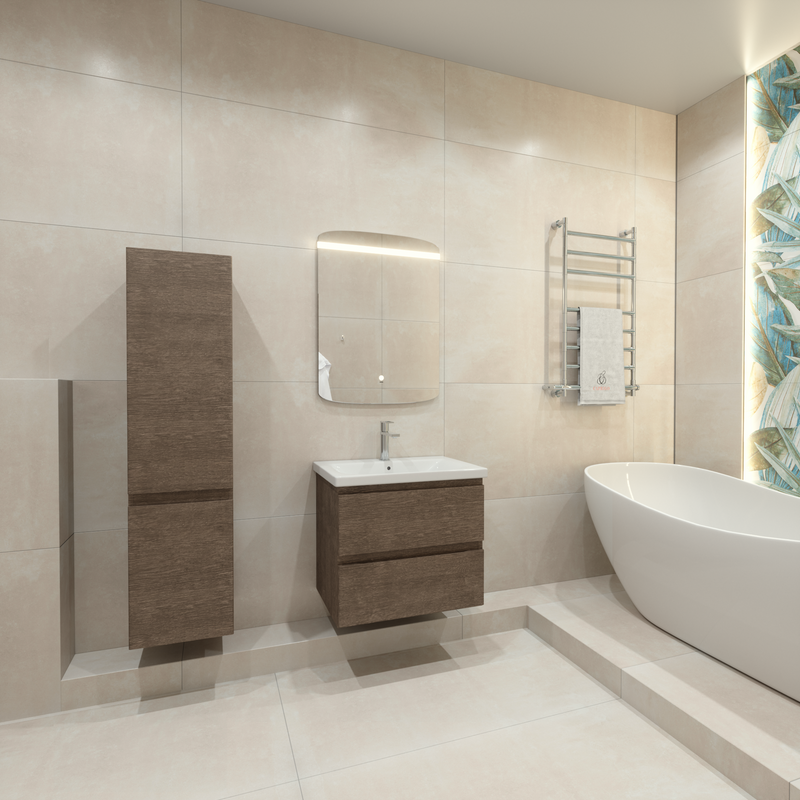 Тумба с раковиной Caprigo Forte 65 подвесная, шоколадный орех