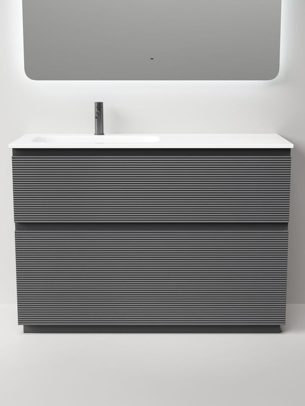 Тумба с раковиной Sancos Folk Floor 120 левая напольная, grey soft, раковина CN7020