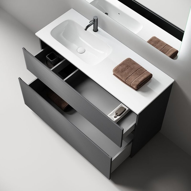 Тумба с раковиной Sancos Folk Floor 120 левая напольная, grey soft, раковина CN7020